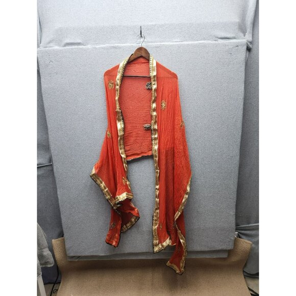 Elegant Embroidered Orange Kaftan With Gold Trim & Detailing - Picture 1 of 3